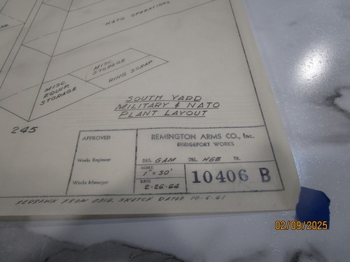 REMINGTON ARMS UMC BRIDGEPORT CT LAYOUT IMPIANTO NATO MILITARE 1961 DIAGRAMMA 22 X 34 - Foto 2 di 9