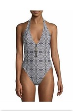 Rachel Roy Boho Python Front Zip One Piece Ba...