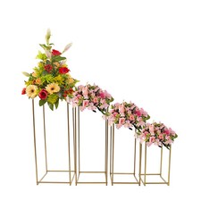 4Pcs Gold Metal Flower Stand Pedestal Table Centrepiece Party Wedding Decor