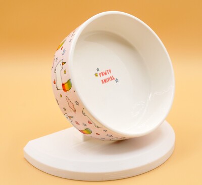 Fringe Studio Pawty Animal Unicorn Cat Pet Food Water Dish Dog Cat Bowl Pink 5''