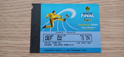 Billet Finale Coupe UEFA 2004 Valencia - Marseille - Coffret 4 Places Göteborg