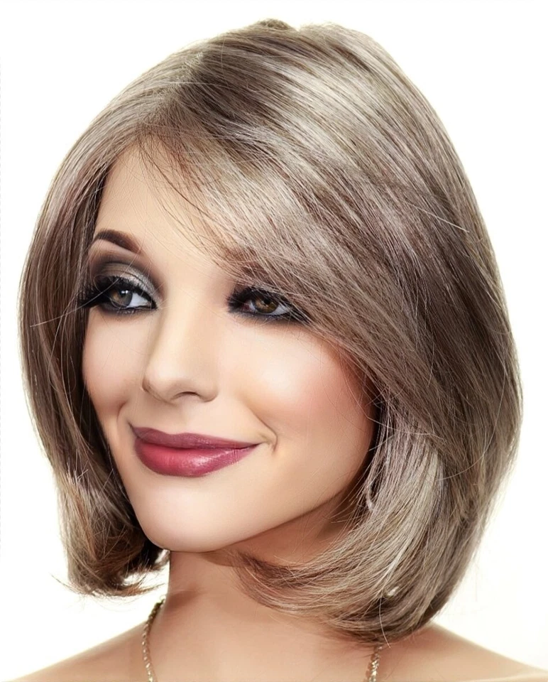 Perucas KRISTI JON RENAU Cor 39F38 Cinza Novo Estilo Frente de Renda | 100% Amarradas à Mão -2 - Imagem 2 de 4