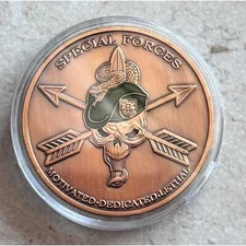 US Army Special Forces Motivated Dedicated Lethal Skull Copper Plated Coin