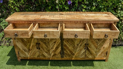 Natural Timber Buffet Storage Cabinet Sideboard TV Cabinet Coastal Statement - Picture 3 of 11