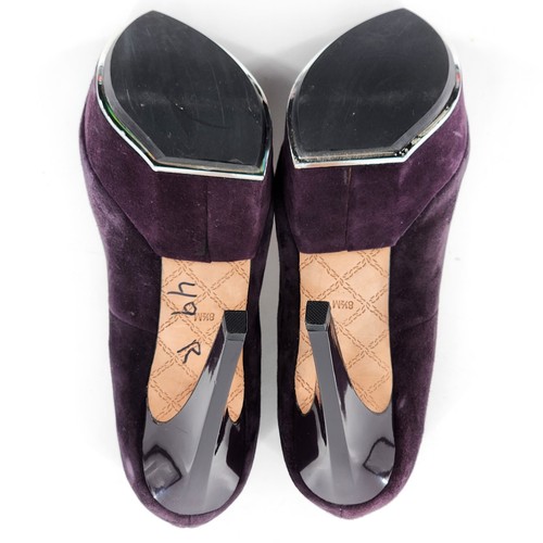 L.A.M.B. Gwen Stefani NWOB Dolores Purple Suede 6" Heel Platform Pumps Size 8.5 - Picture 10 of 11
