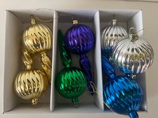 7 Christmas Ornaments Round and Tear Drop Balls Plastic Shatterproof Blue Green