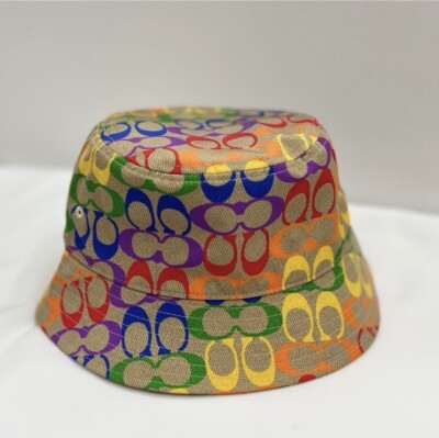 NWT COACH unisex's Pride RAINBOW SIGNATURE BUCKET HAT c9122