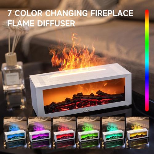 Fireplace Flame Air Diffuser Humidifier,7 Colors Aromatherapy Essential Oil Diff - Picture 4 of 7