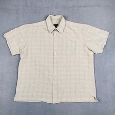 Van Heusen Men's Button Up Shirt Beige Size XL 17-17 1/2 Short Sleeve Casual Top