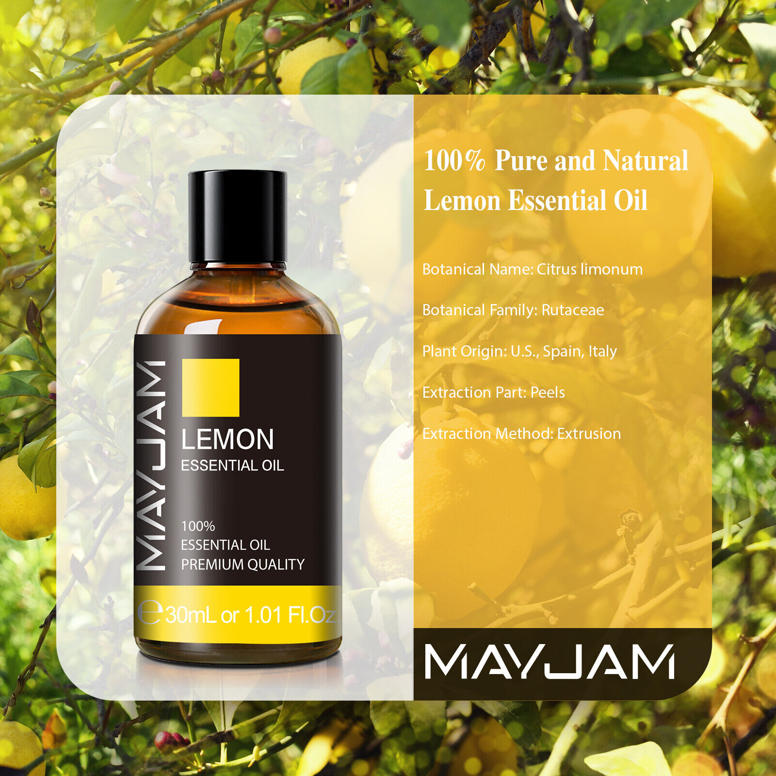 MAYJAM Lemon Essential Oils 100% Pure & Natural  For Diffuser 10ml,30ml,100ml