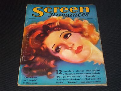 1934 JANUARY SCREEN ROMANCES MAGAZINE - CLARA BOW COVER - E 16587