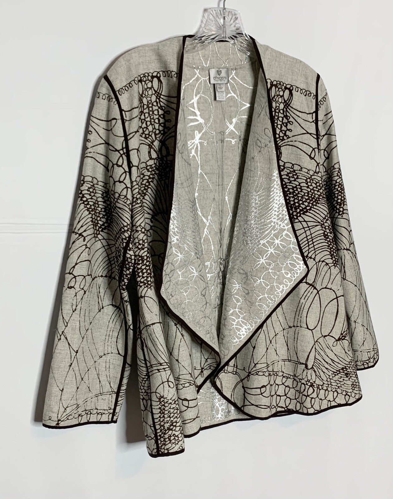 Chico’s Silver Script Cascada Reversible Jacket S… - image 3