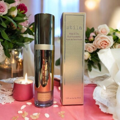 STILA HIDE & CHIC FLUID FOUNDATION 1 OZ SHADE: TAN 3 BRAND NEW IN BOX FULL SIZE