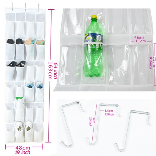24 Pocket Over the Door Shoe Organizer Rack Hanging Storage Space Saver Hanger - Picture 11 of 19