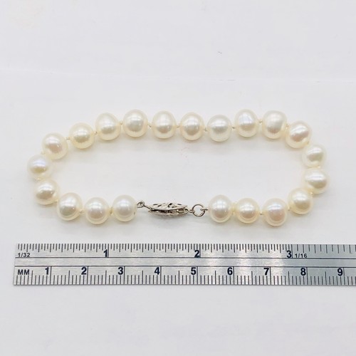 Creamy White 5mm FW Pearl Sterling Silver Bracelet | 7 Inch | - Picture 4 of 12