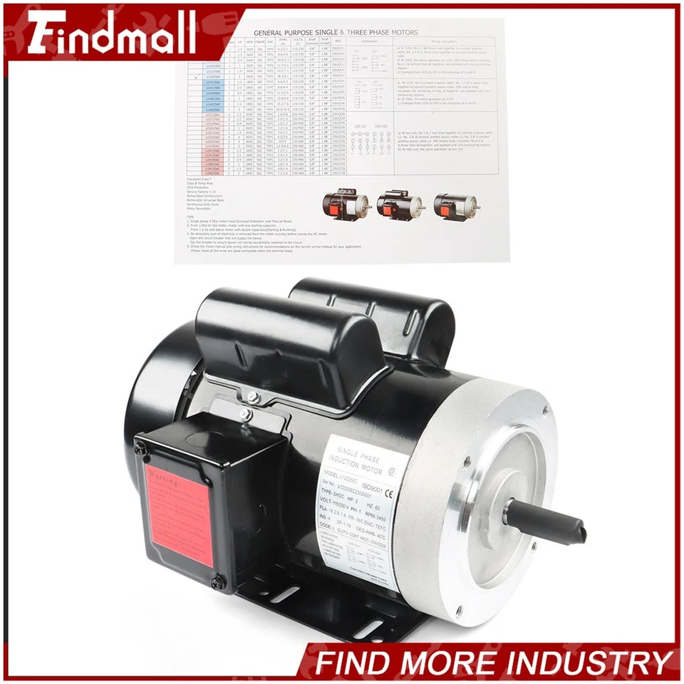 1/2 HP/2 HP/3.7 HP/5 HP/3 HP 1 Phase Electric Motor or 3 Phase Electric Motor - Image 3 of 4
