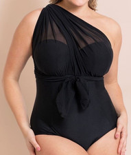 Curvy Kate Wrapsody Strapless Multiway Bandeau Swimsuit  Womens Black Size 32GG