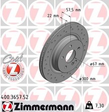 2x ZIMMERMANN Bremsscheibe SPORT Z 400.3657.52 f&uuml;r MERCEDES W204 C207 S204 C204