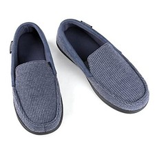 Men's Lightweight Moccasin Slippers with Cozy Memory Foam, 10 Aegean Blue
