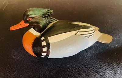 Wood Duck Decoy Three 3'' Miniature Hand Painted Jeff Brunet Ducks