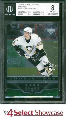 2005 UPPER DECK BLACK DIAMOND EMERALD #193 SIDNEY CROSBY RC #/25 BGS 8