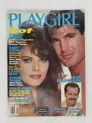 PLAYGIRL Magazine August 1985 ft Grace Jones, Jack Nicholson, Hot Summer Fiction