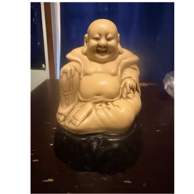 Vintage Hand Carved 2 Tone Soapstone Laughing Buddha Statue Budai Figurine 5.5''