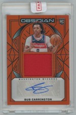 2024-25 Panini Obsidian ORANGE FLOOD Bub Carrington Rookie Auto Patch /99 #234