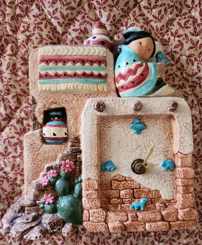Vtg Friends Of The Feather Enesco Wall Shelf Clock Adobe House K Hahn 1996 RARE