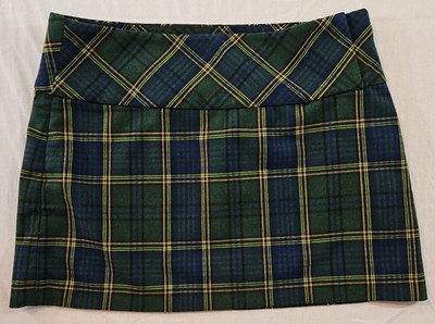 Sunday Best Sexy Plaid A-line Fitted Mini Skirt Multi Green Blue Yellow Size 2