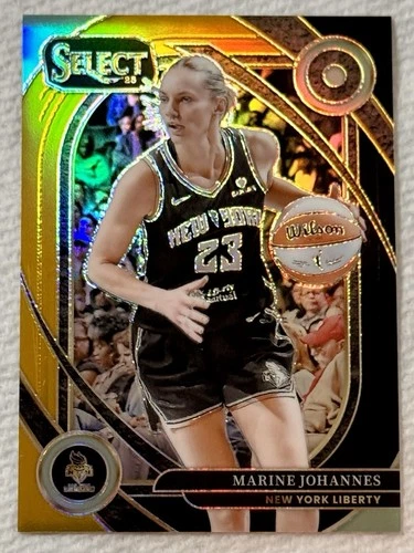 2025 Panini Select WNBA Marine Johannes BLACK GOLD 5/5 COURTSIDE PRIZM Liberty