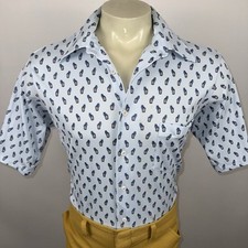 Vtg 60s 70s Disco Shirt Mens XL Big Collar Hippy Polyester MCM Mod Nik Hargrave