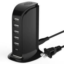 USB Charging Station for Multiple Devices, Multiport Charger 20W, Black