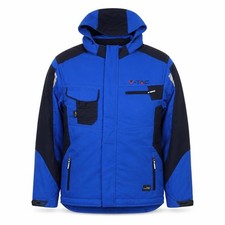 James & Nicholson Herren Puffer Jacke Gr. M Blau Mittellang Freizeit Kapuze Logo