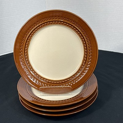 4 Paula Deen Southern Gathering 8'' Salad Plates Chestnut Brown NWOT