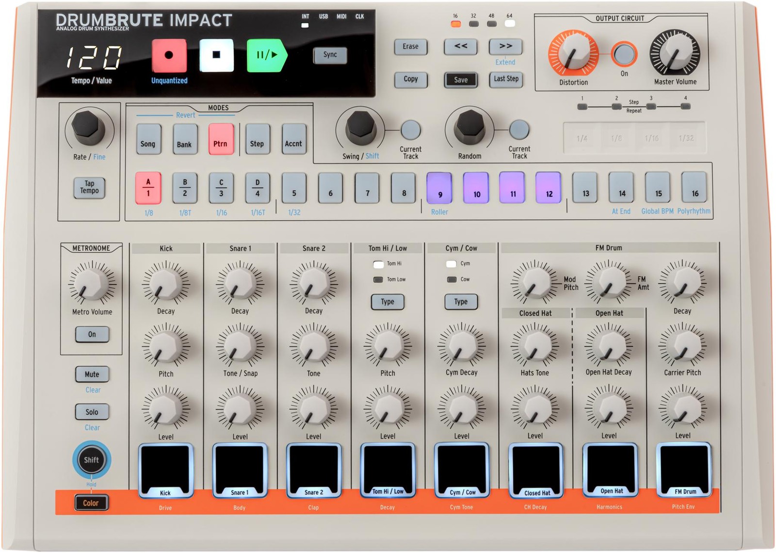 Аналоговая драм-машина Arturia DrumBrute Impact 1984 - Белая 48090₽