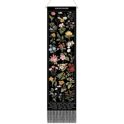 Geetery Vintage Floral Vertical Tapestry Wall Hanging Long Narrow Black