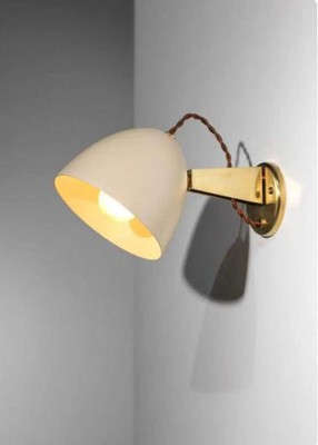 Mid Century Brass Dome Wall Sconce, Adjustable Reading Lamp, Scandinavian Modern