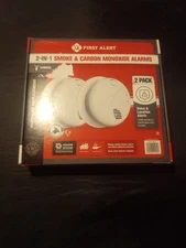3 First Alert 2 Pack  2-in-1 Smoke & Carbon Monoxide Alarms w/ Voice Alerts