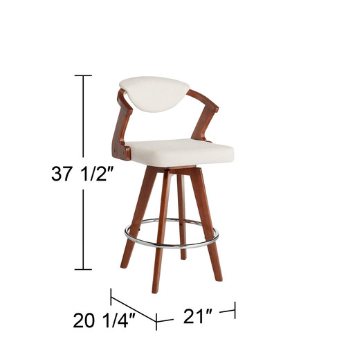 Walnut Swivel Bar Stool Brown 26 1/2" High Modern Kitchen Counter Height Island - Picture 4 of 10