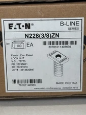 EATON B-Line N228(3/8)ZN  3/8" Spring Lock Nut Zinc Plated Qty 100 Free Priority