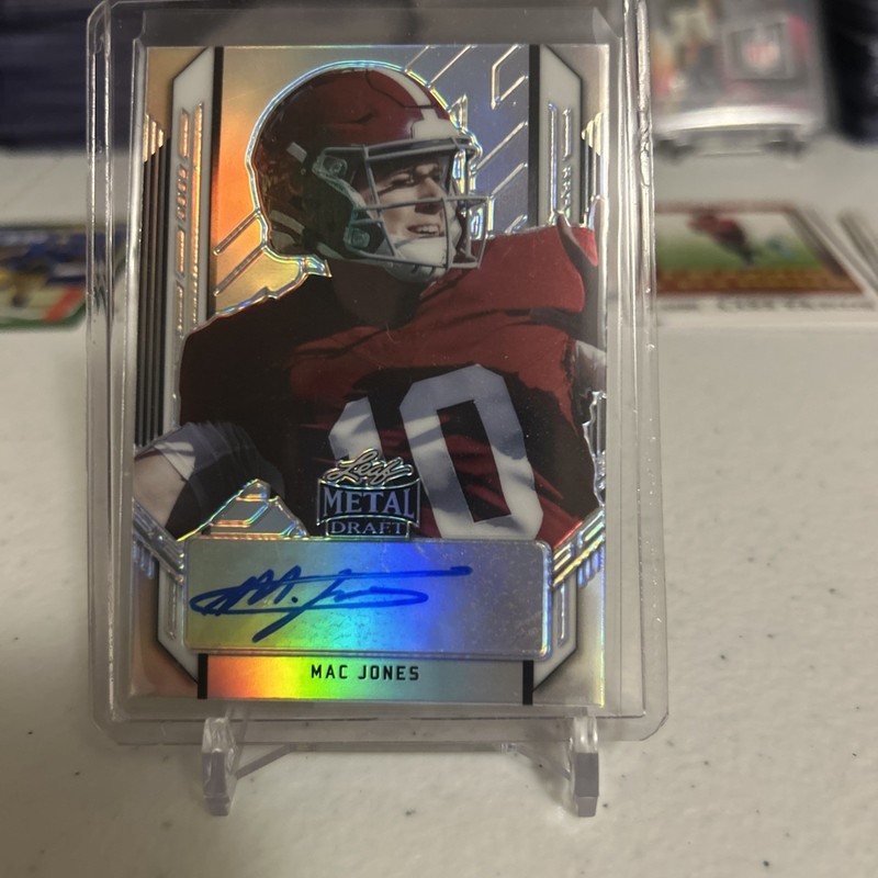 2021 Leaf Metal Draft Mac Jones RC Rookie Silver Auto /99 Alabama 49ers