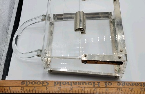 Vintage Lucite Plastic Chrome Purse Handbag Clear - Picture 8 of 8