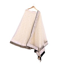 Indian Heavy Ivory Mesh/Net Hand Embroidered Mukesh/ Chikankari Lehenga 2pcs Set
