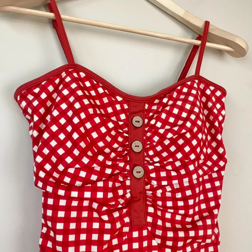 Traje de baño Lime Ricki para mujer L de una pieza estampado de guinga frente acanalado retro vacaciones Foto 2 de 4