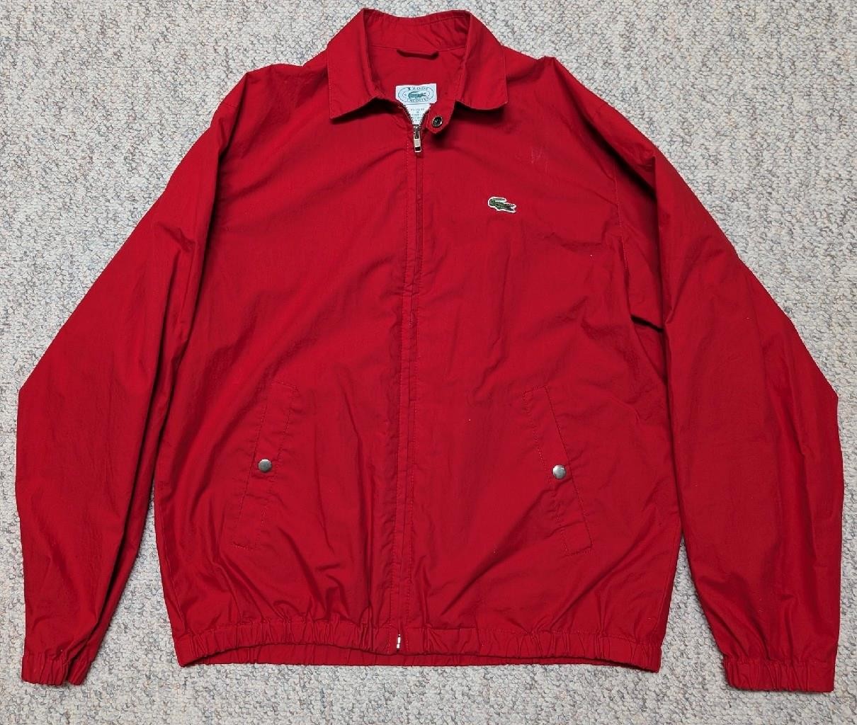 1980s vintage LACOSTE lighweight jacket S alligator IZOD red