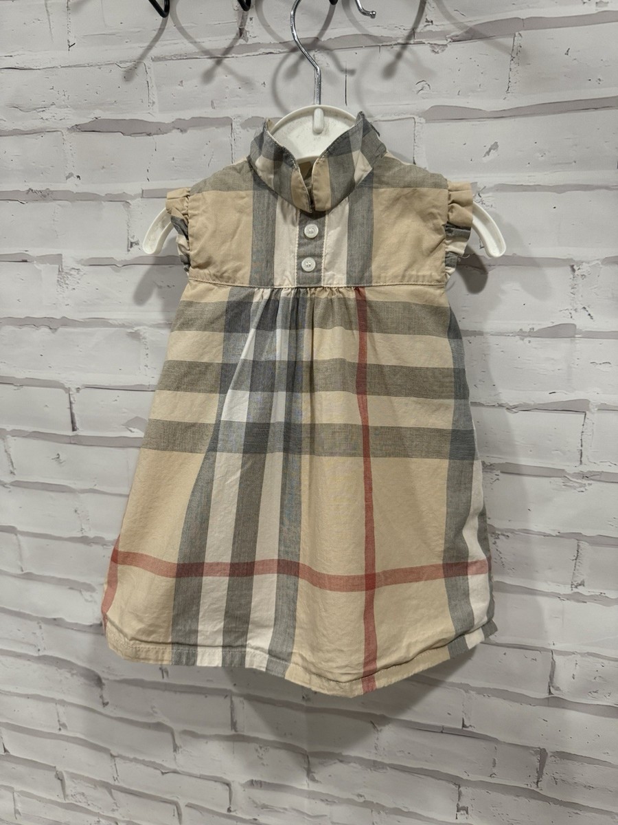 Burberry Designer Babies Burberry Dress Baby Girls Beige Silk