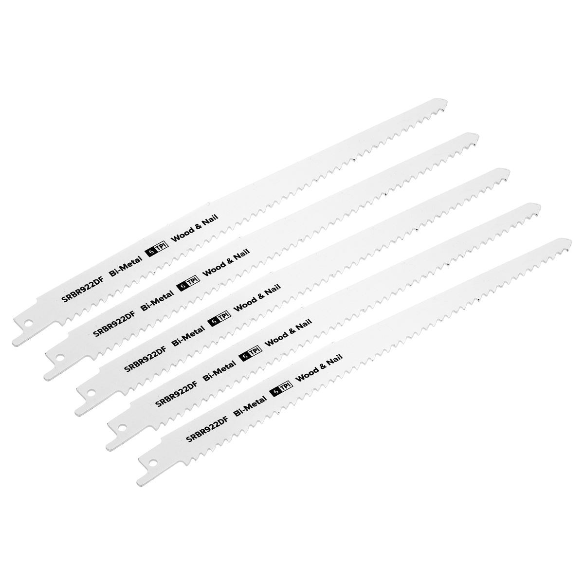 Sealey Reciprocating Saw Blade for Wood & Nails 230mm 6tpi - Pack of 5 SRBR922DF