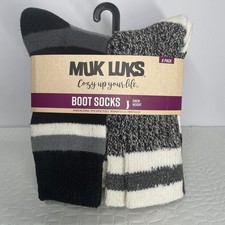 New Muk Luks 6 Pack Women  s Boot Socks Fits Crew Height Shoe Size Women's 6-11