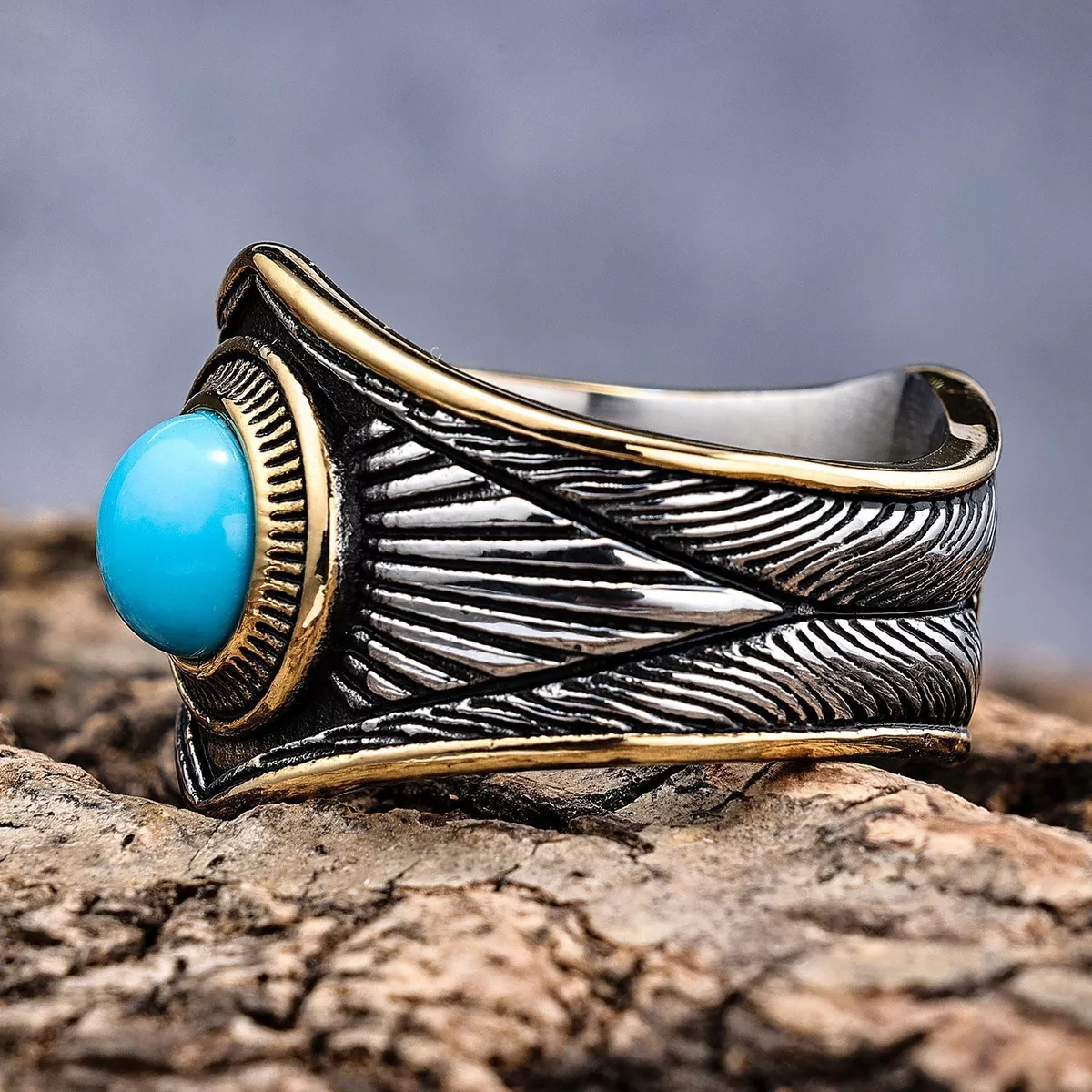 Men's turquoise sale band rings